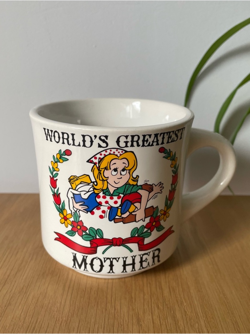 Vintage 1970s World's Greatest Mother White Ceramic Coffee Mug